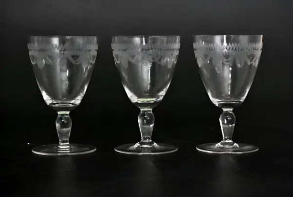 Антикварные бокалы. Гравировка. Baccarat Франция — вид 1
