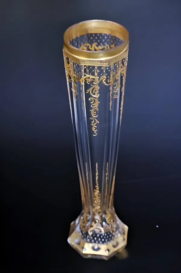 Антикварная ваза. Moser 19в. Роспись золотом — вид 6