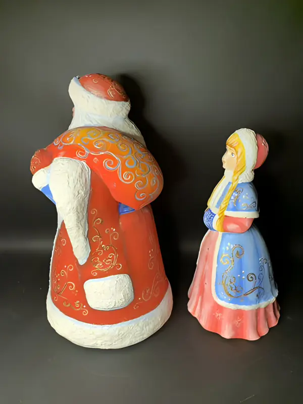 Дед мороз и снегурочка. Ватная игружка. винтаж — вид 2