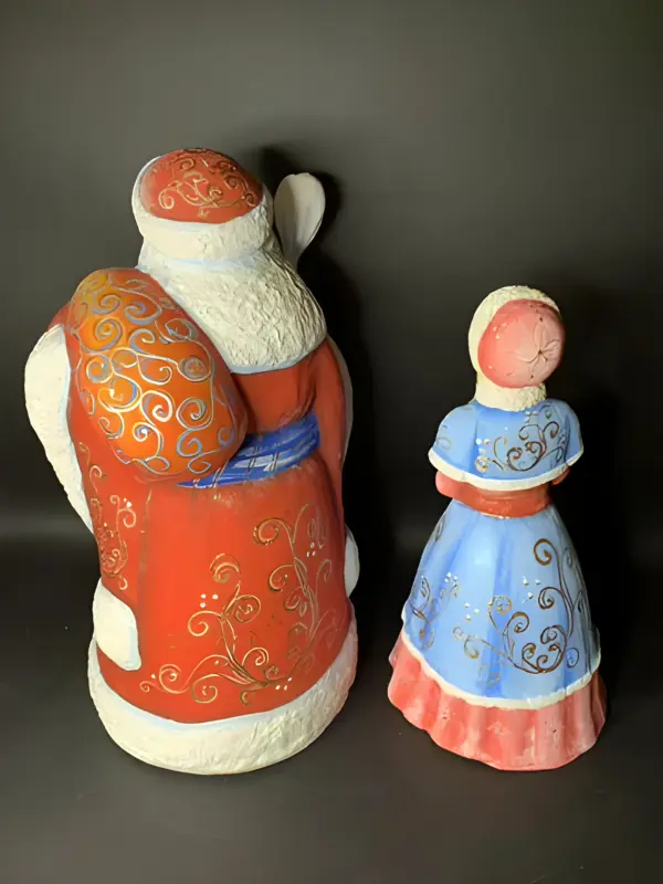 Дед мороз и снегурочка. Ватная игружка. винтаж — вид 3