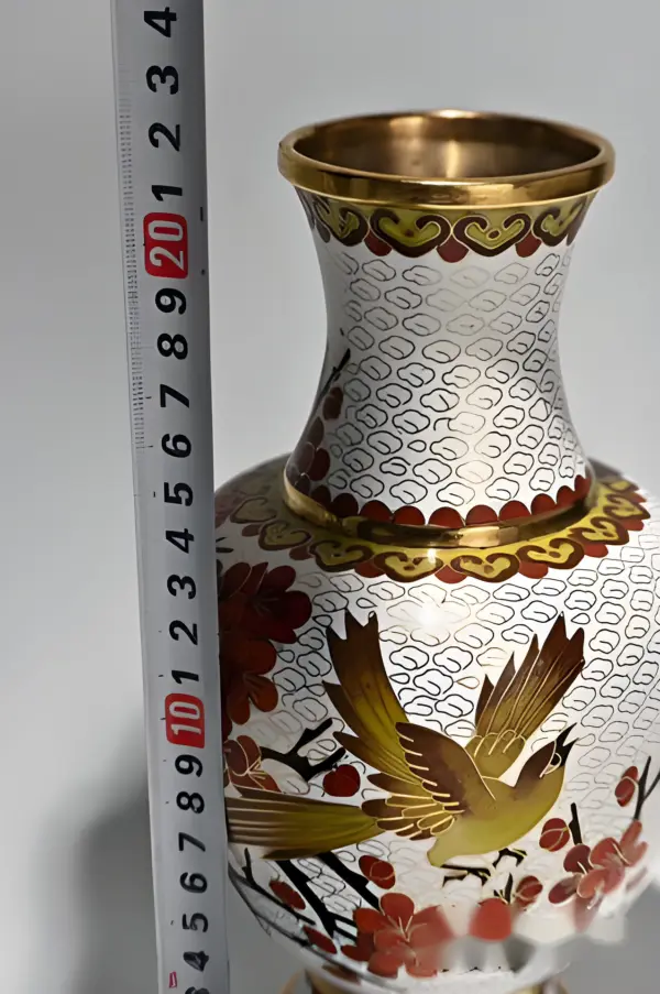 Ваза и тарелка. Белый cloisonne. Китай — вид 5