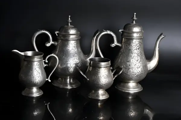 Чайный сервиз 4пр. Серебрение. Винтаж — вид 1