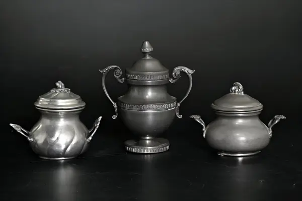 Сахарницы олово/сереБрение Италия. Винтаж — вид 2