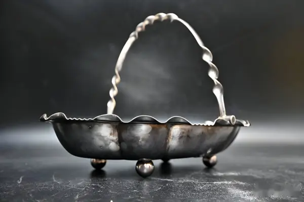 Ваза-корзинка с ручкой. Серебрение. Европа — вид 6