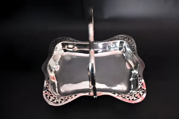 Ваза корзинка с ручкой. Серебрение. Англия — вид 4