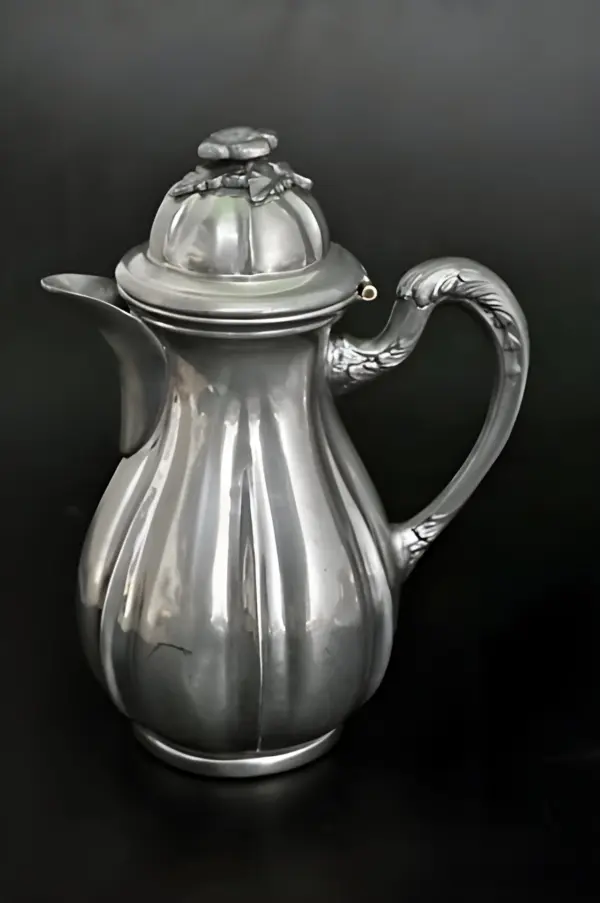 Чайно-кофейный сервиз. Олово. Серебрение. Италия — вид 7